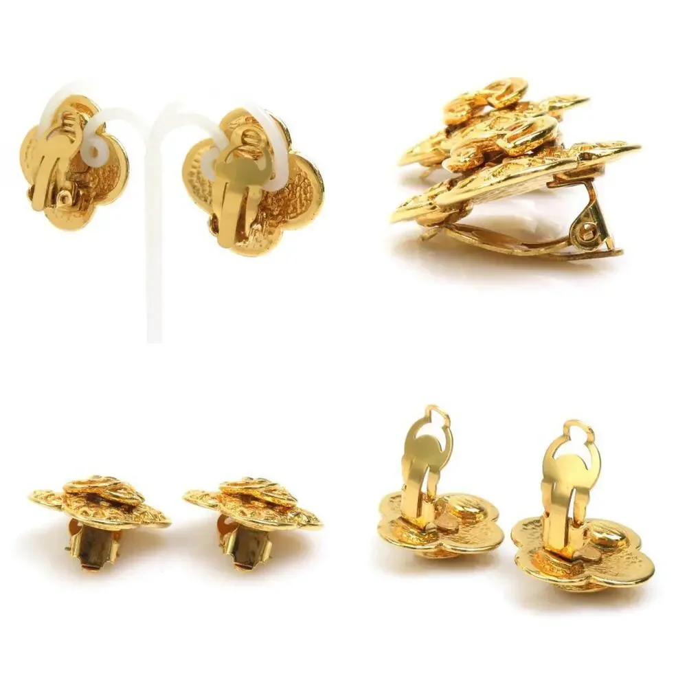 CHANEL Gold Logo Earrings